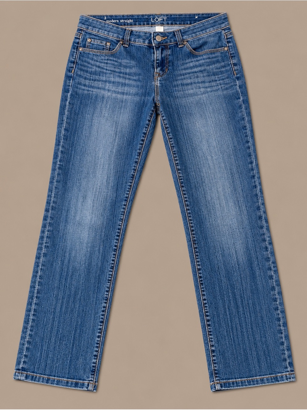 LOFT Mid-Rise Straight Leg Jeans in Medium Blue Wash